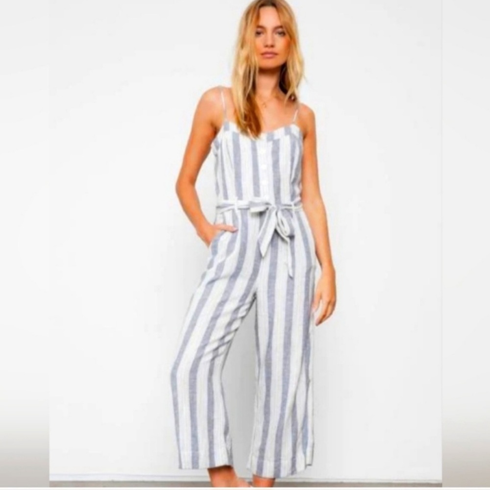 Rails Jumpsuit Womens Large Kyra Grey Striped Pantsuit Size L - Picture 2 of 9